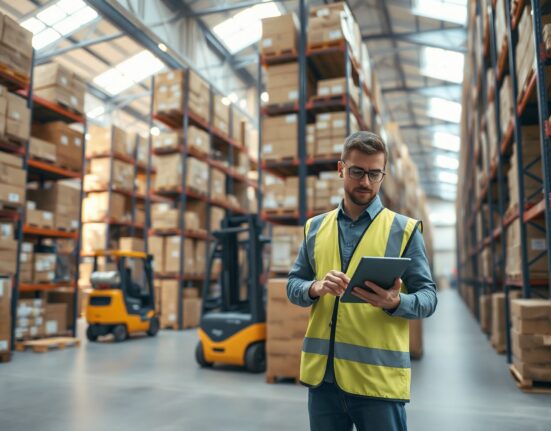 Worker in a warehouse checking inventory as Austria wholesale prices rise