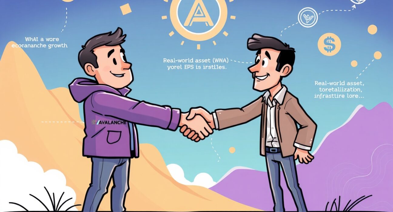 Cartoon illustration showing a key Ava Labs executive hire to drive Avalanche's ecosystem growth and strategic initiatives.