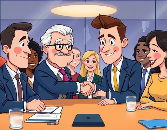 Cartoon illustration of UK peer Chris Holmes joining the Avalanche Foundation board, symbolizing enhanced blockchain governance and innovation for the Avalanche Foundation.