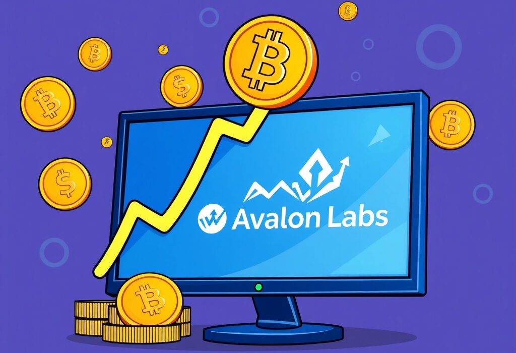 A cartoon illustration showing the impressive growth of Avalon Labs revenue, highlighting its financial services platform's success.