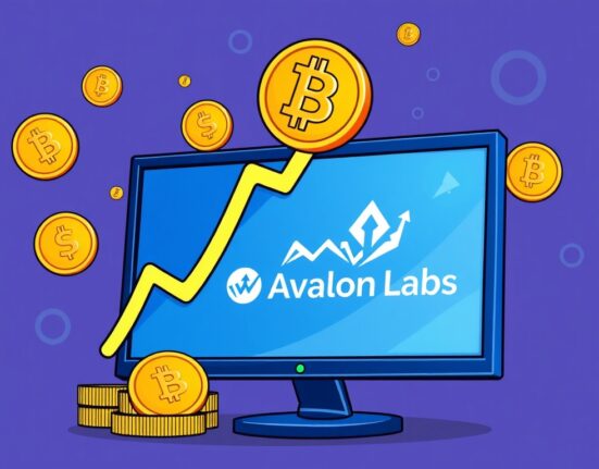 A cartoon illustration showing the impressive growth of Avalon Labs revenue, highlighting its financial services platform's success.