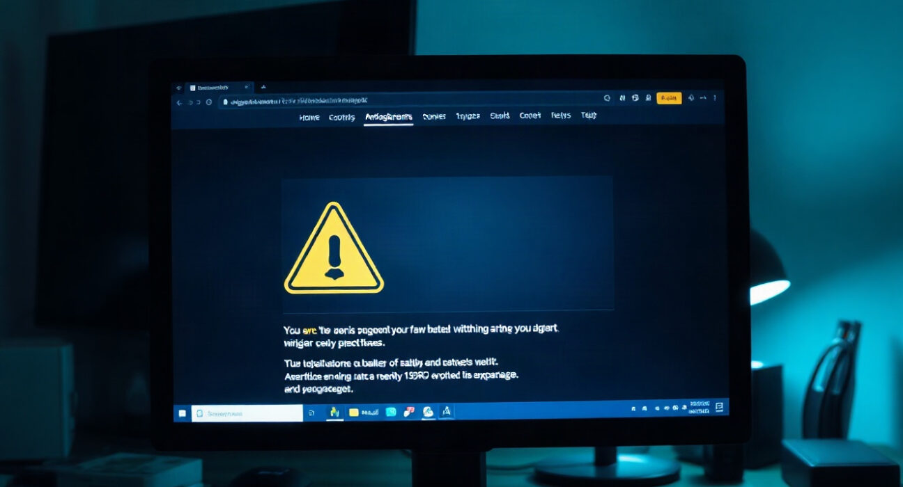 Illustration of a phishing website mimicking a neobank interface on a computer screen