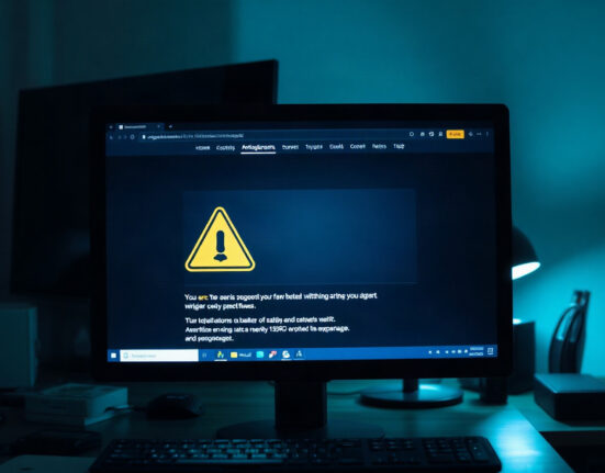 Illustration of a phishing website mimicking a neobank interface on a computer screen