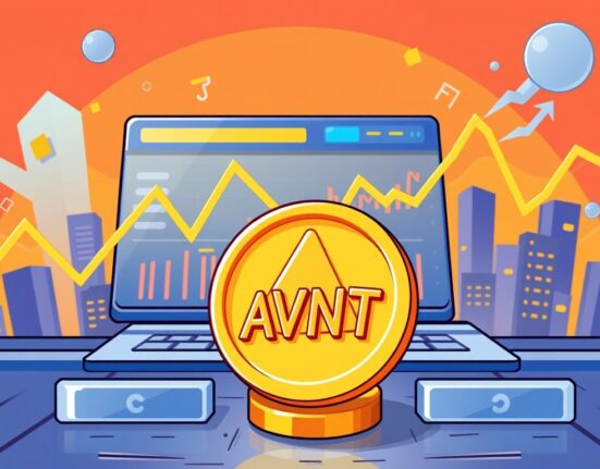 A cartoon illustration showing the excitement around the new AVNT listing on Bybit, symbolizing new trading opportunities.