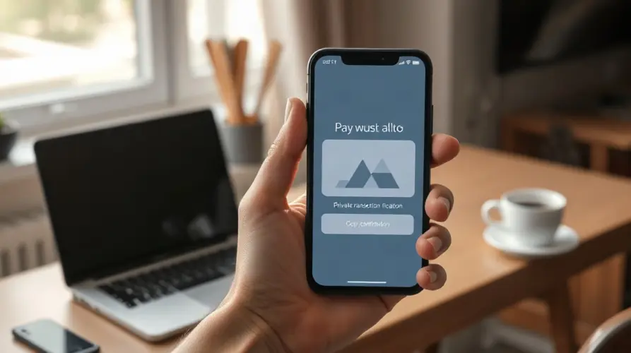 Smartphone displaying a privacy-focused crypto wallet interface used for private stablecoin payments on Ethereum