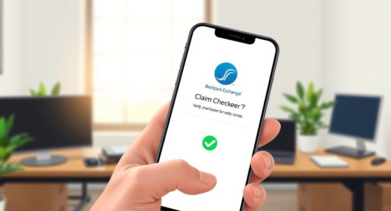 Backpack Exchange's BP token airdrop claim checker interface on a smartphone screen, verifying user eligibility.