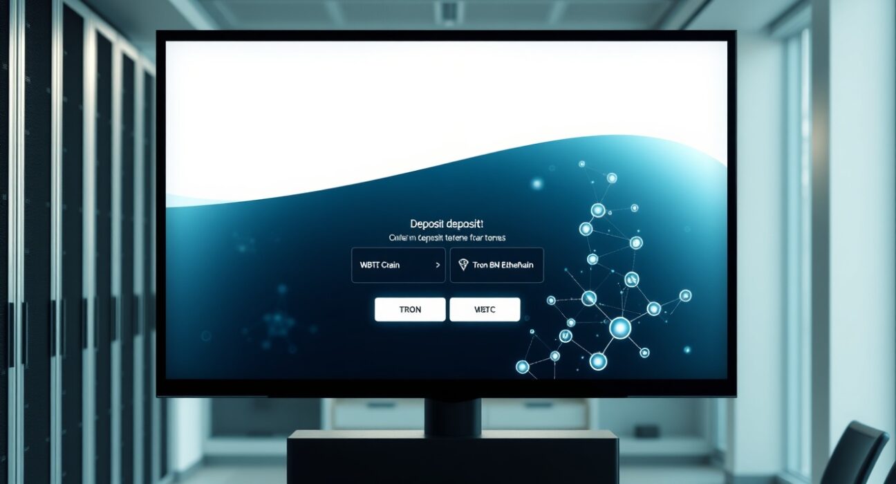 B.AI deposit interface showing HTX and WBTC support on Tron, Ethereum, and BNB Chain networks