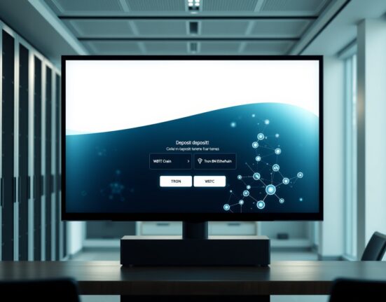 B.AI deposit interface showing HTX and WBTC support on Tron, Ethereum, and BNB Chain networks