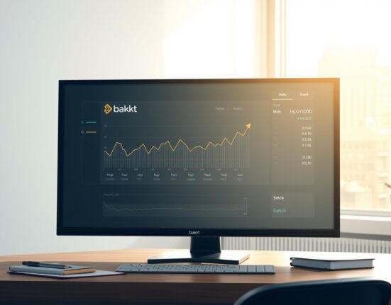 Financial dashboard showing Bakkt stock analysis and downward trend after Benchmark's revised price target.