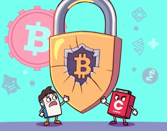 Cartoon illustration of a broken shield representing a Balancer BAL investment warning due to security concerns from crypto exchanges.