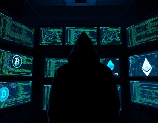 Balancer hacker laundering ETH for BTC through Thorchain protocol in a dark server room