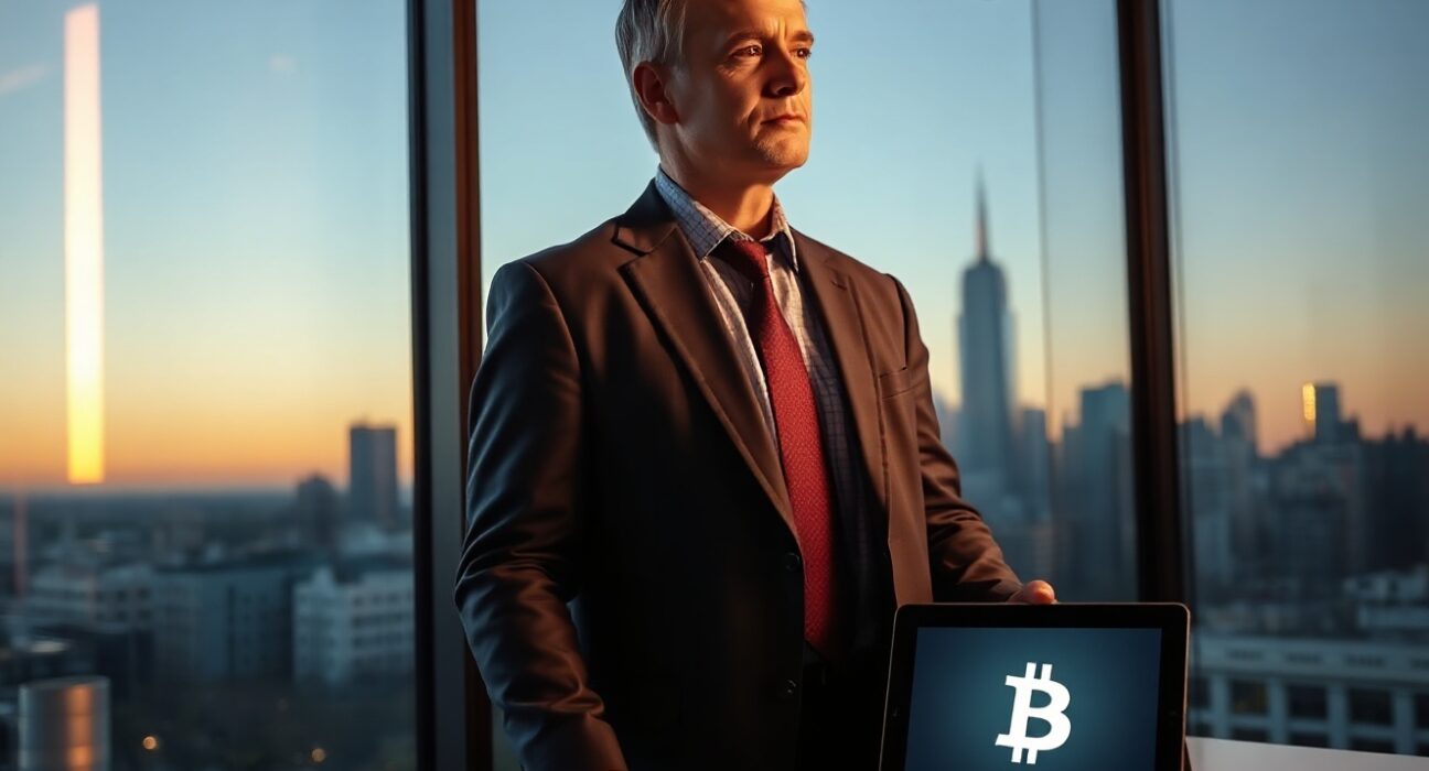 Bamboo CEO Blake Cassidy in a modern office with a city skyline view