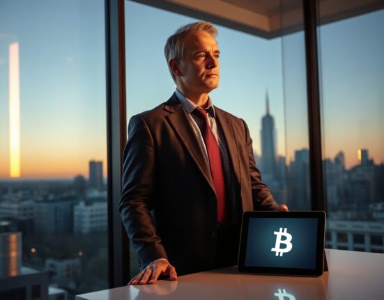 Bamboo CEO Blake Cassidy in a modern office with a city skyline view