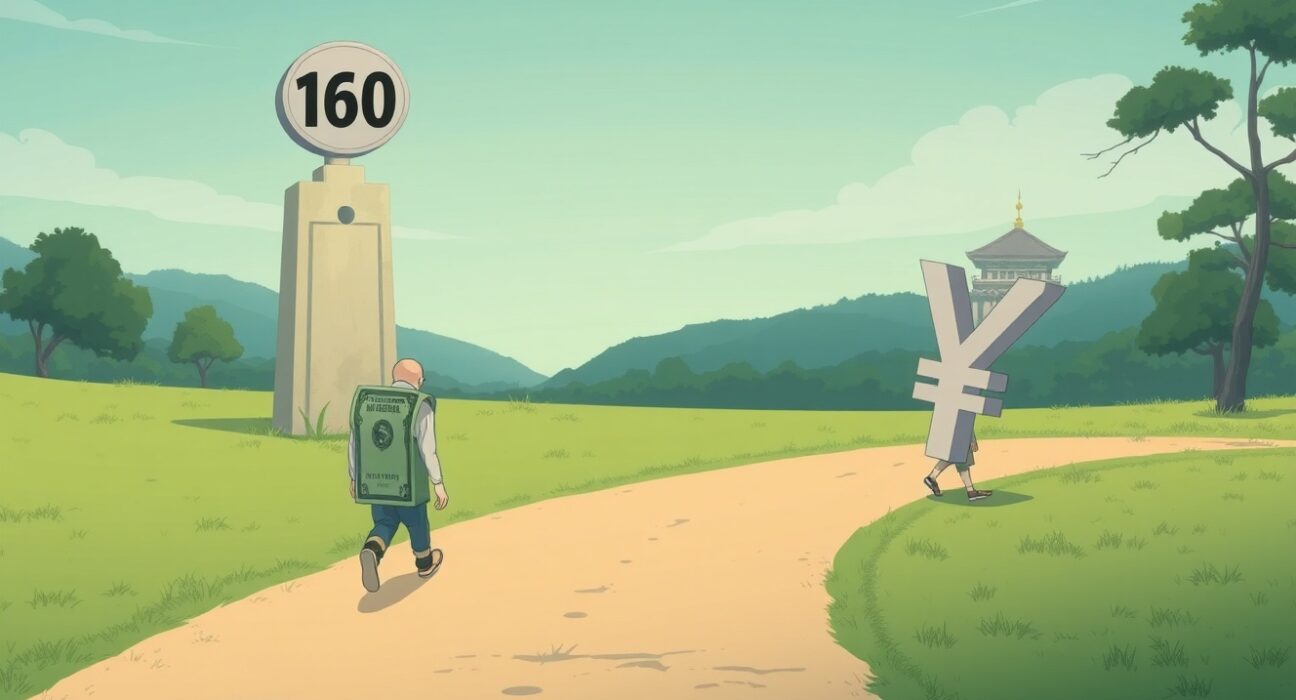 Bank of America analysis on the USD/JPY currency pair approaching the 160 exchange rate level.