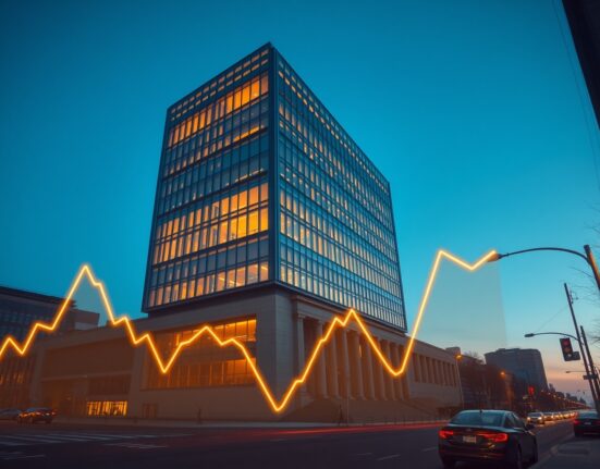 Bank of Canada headquarters with oil market data overlay representing monetary policy risks