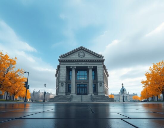 Bank of Canada building in Ottawa, representing cautious monetary policy and two-sided risks analyzed by TD Securities.