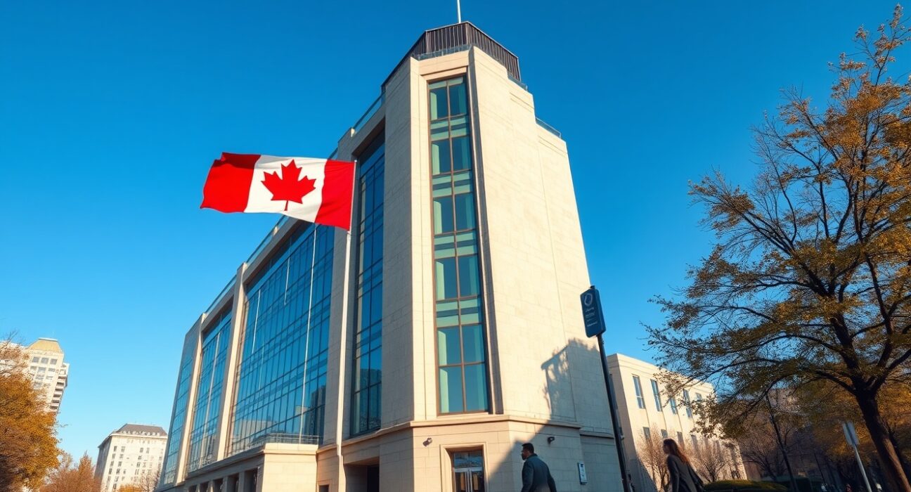 Bank of Canada headquarters building representing monetary policy decisions on oil prices and the Canadian dollar.