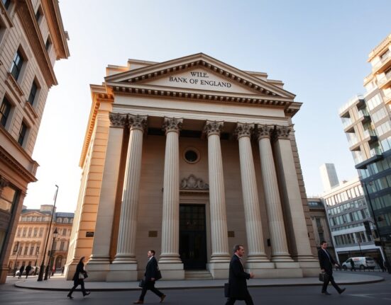Bank of England building in London representing monetary policy decisions and economic analysis