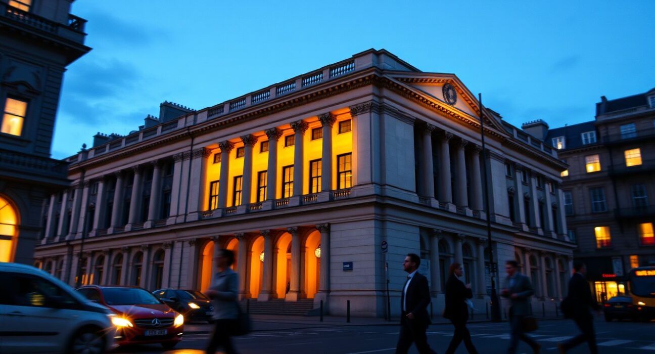 Bank of England building representing monetary policy decisions on inflation and interest rates