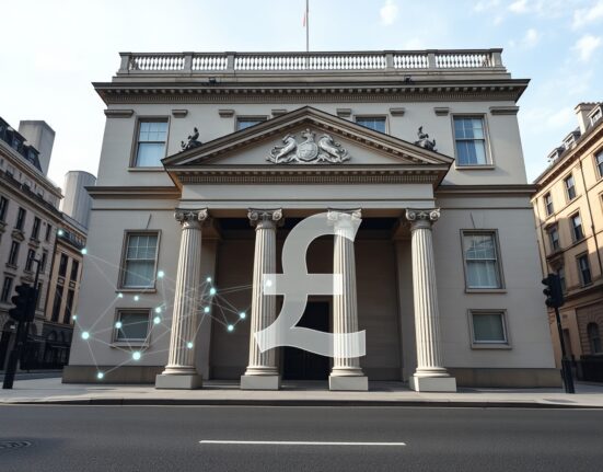 Bank of England building representing potential changes to pound-pegged stablecoin regulation.