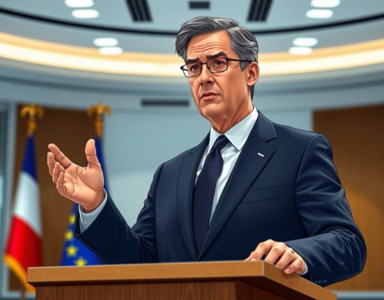 Bank of France official calling for stricter MiCA regulation on cryptocurrency stablecoins during policy speech