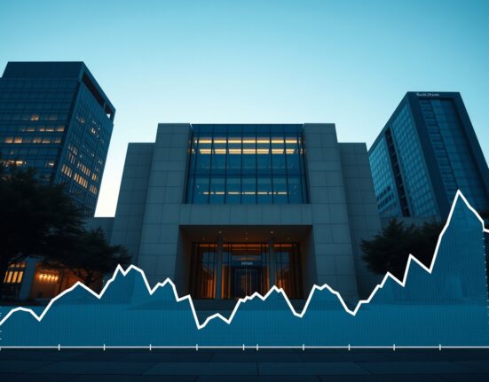 Bank of Japan headquarters with oil price chart overlay showing monetary policy context