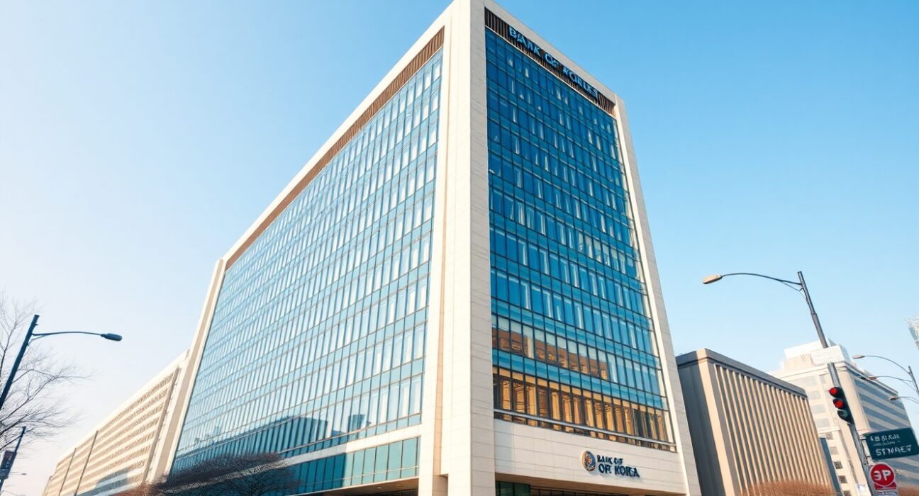 Bank of Korea headquarters representing monetary policy decisions and potential July interest rate hike.