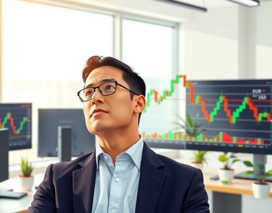 Financial analyst reviews Bank of America EUR/USD forecast on a trading screen.