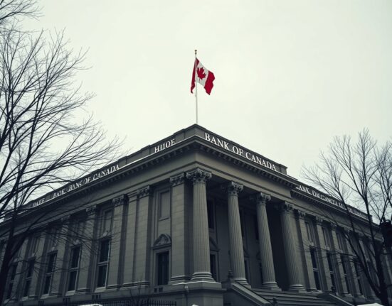 Bank of Canada headquarters in Ottawa under overcast sky