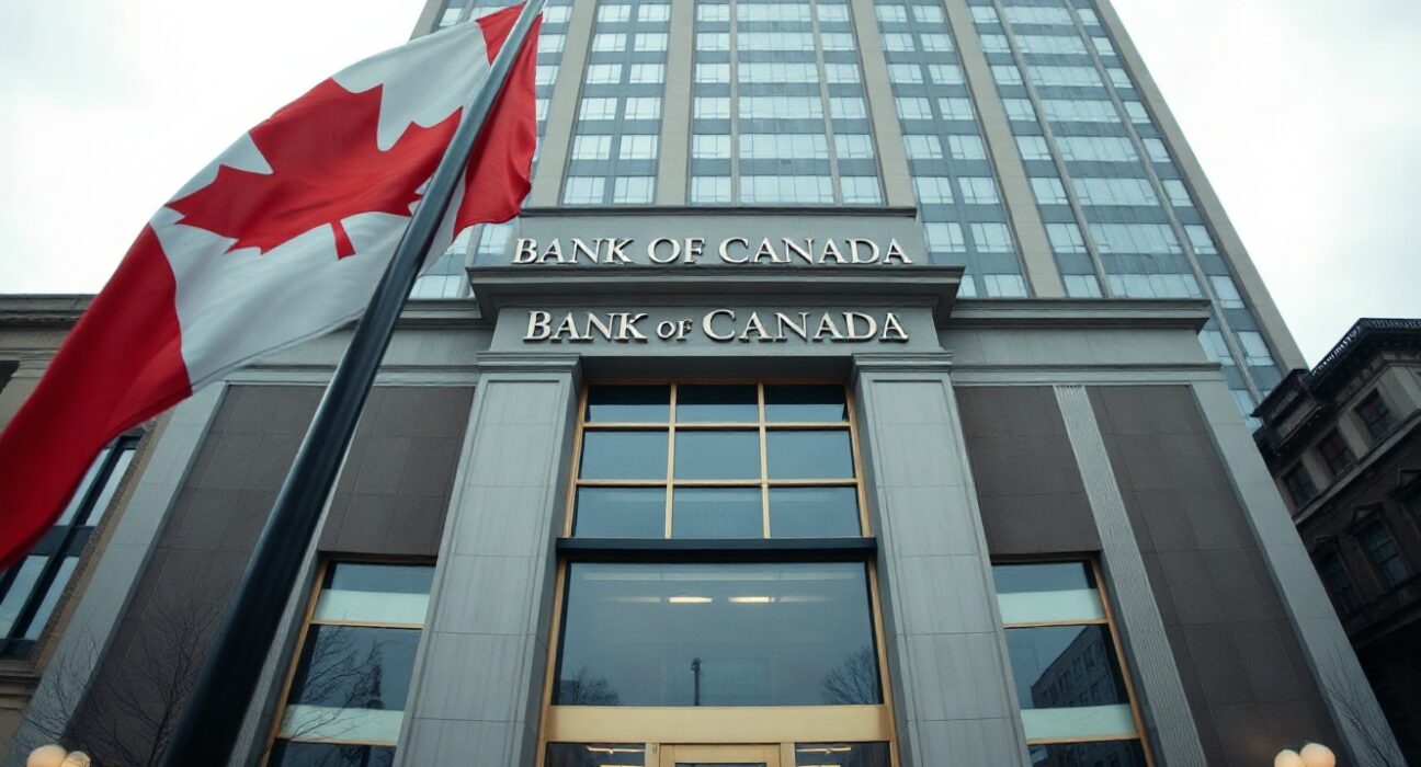 Bank of Canada building in Ottawa on a cloudy day, symbolizing monetary policy decision