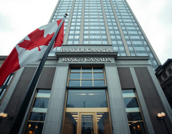 Bank of Canada building in Ottawa on a cloudy day, symbolizing monetary policy decision