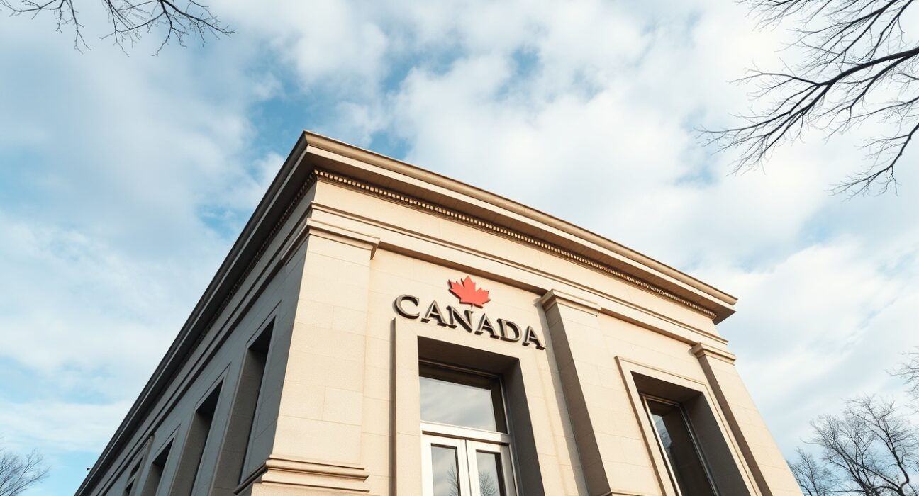 Bank of Canada headquarters building in Ottawa under daylight, representing monetary policy stability.