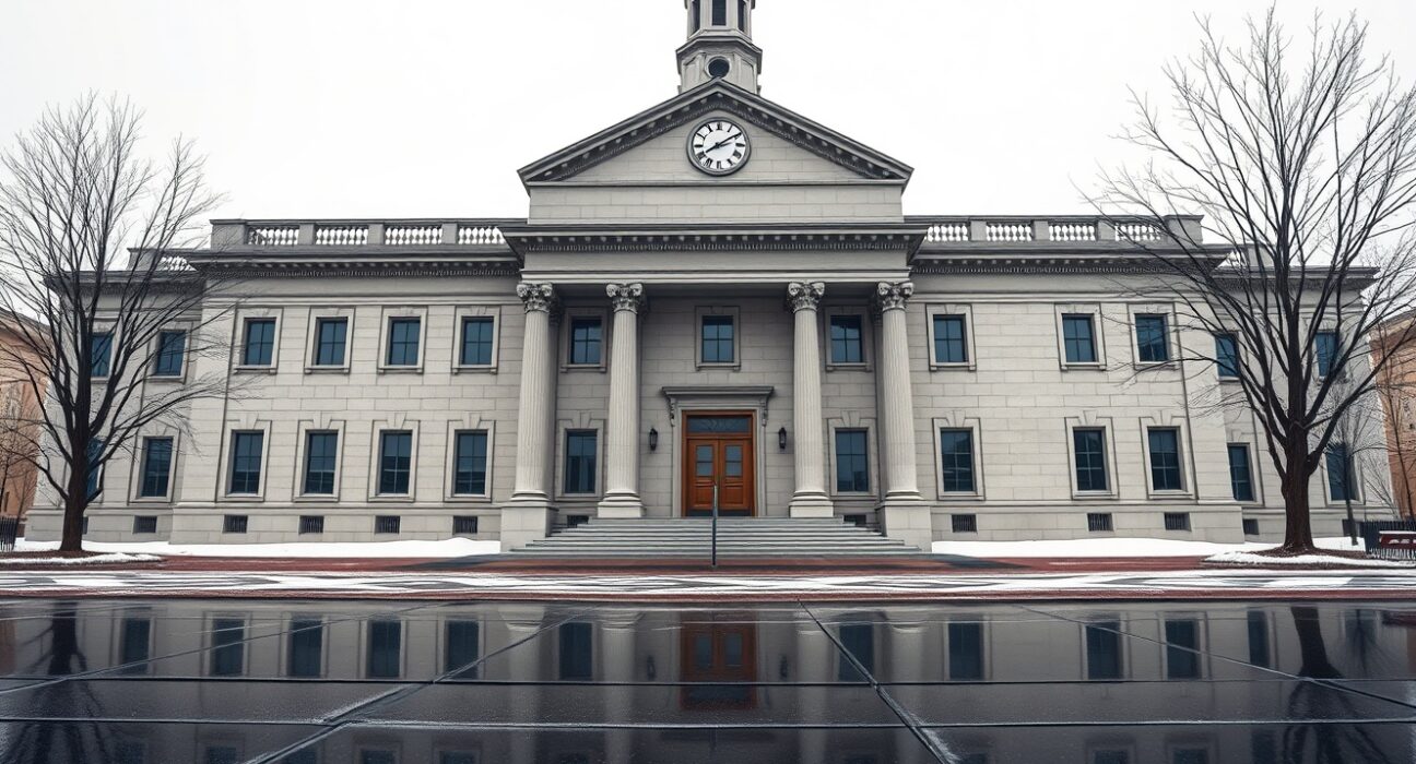 Bank of Canada building in Ottawa with a vigilant stance on steady interest rates, reflecting cautious monetary policy
