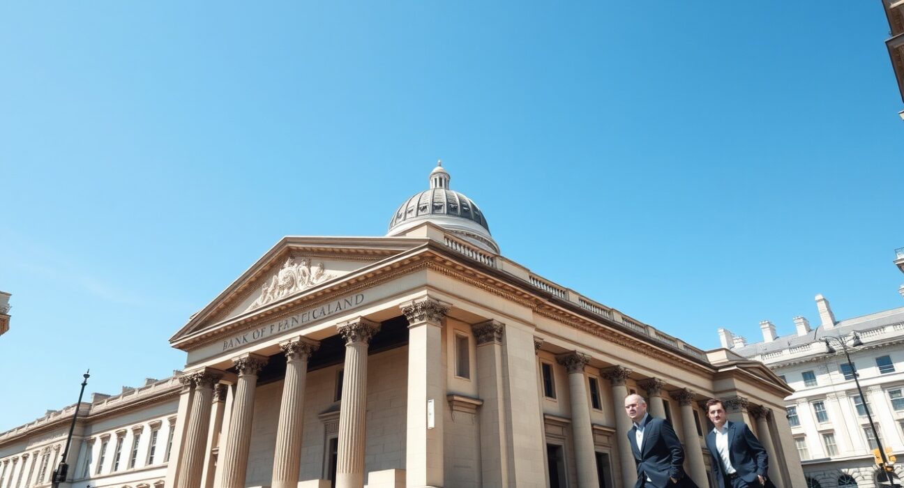 Bank of England building representing monetary policy decisions amid UK labor market conditions