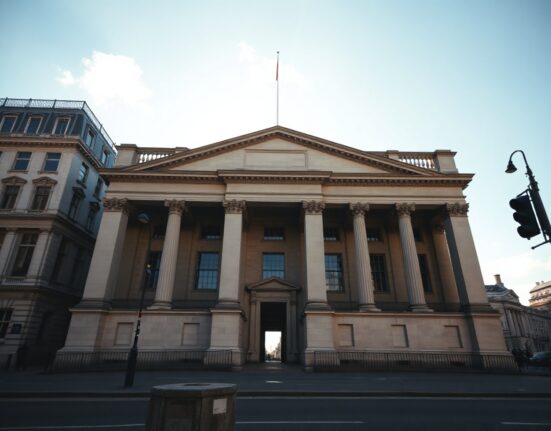 Bank of England building in London on a clear morning, symbolizing monetary policy stability