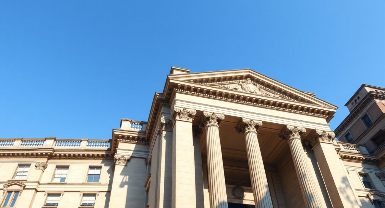 Bank of England building representing monetary policy decision as inflation remains above target
