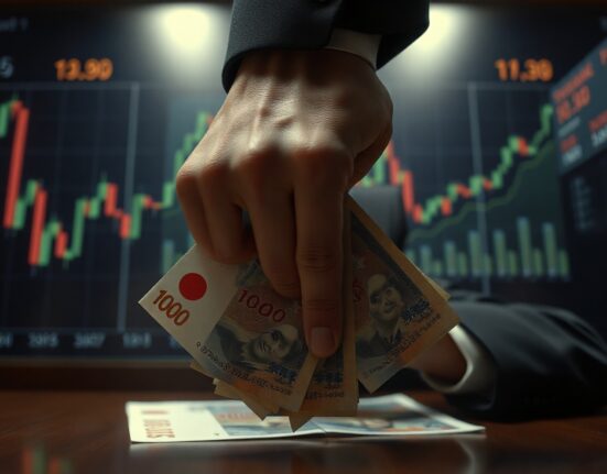 Japanese yen banknotes with a central bank official's hand, symbolizing limited policy effectiveness