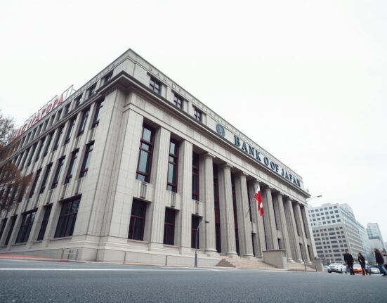 Bank of Japan headquarters in Tokyo, Nihonbashi, under an overcast sky, representing monetary policy analysis.