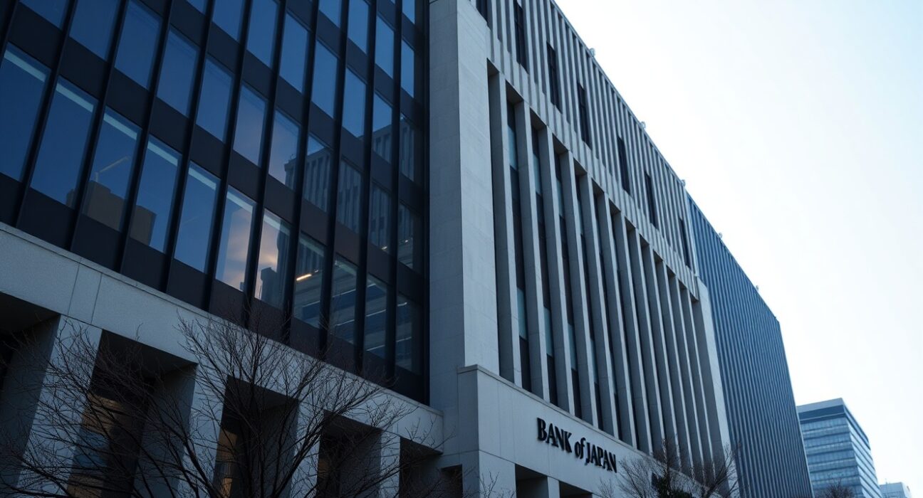 Bank of Japan headquarters building in Tokyo on a clear day