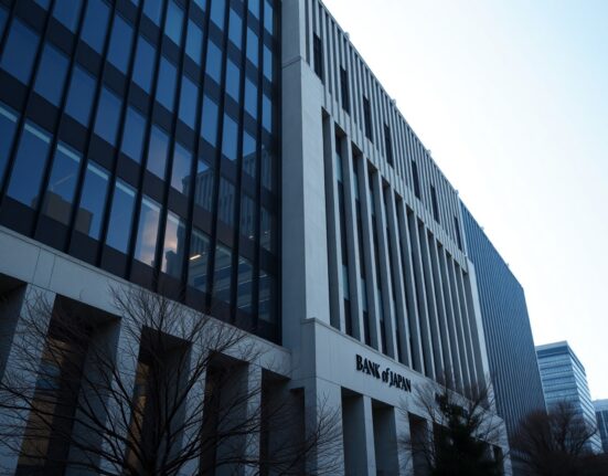 Bank of Japan headquarters building in Tokyo on a clear day