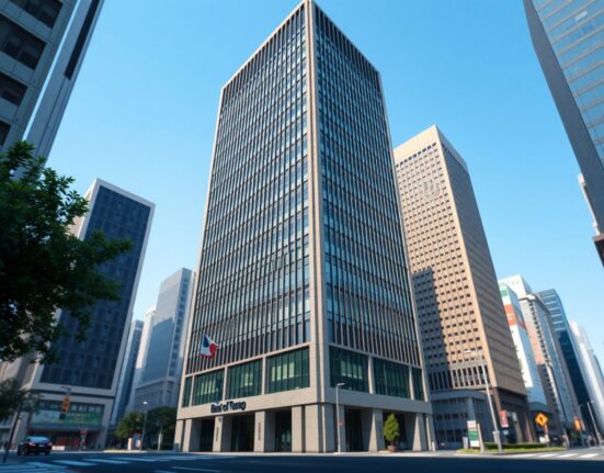 The Bank of Japan headquarters as markets anticipate a historic interest rate policy shift.