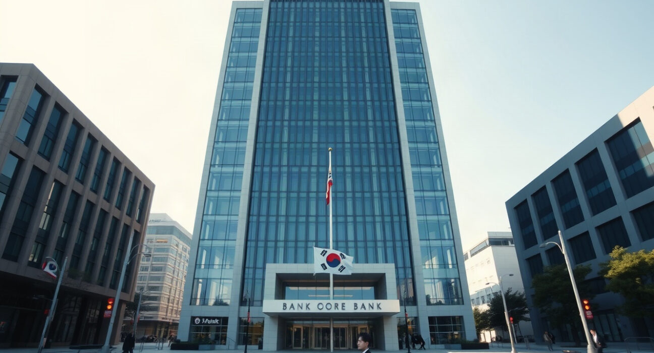 Bank of Korea headquarters building in Seoul on a clear day