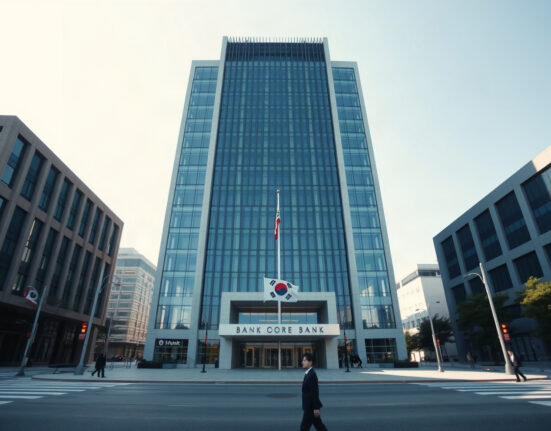 Bank of Korea headquarters building in Seoul on a clear day