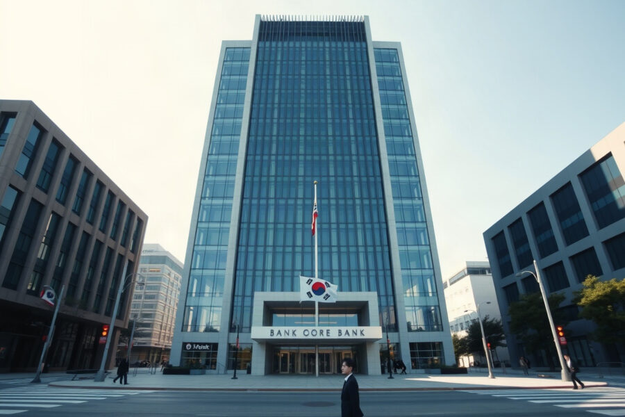 Bank of Korea headquarters building in Seoul on a clear day