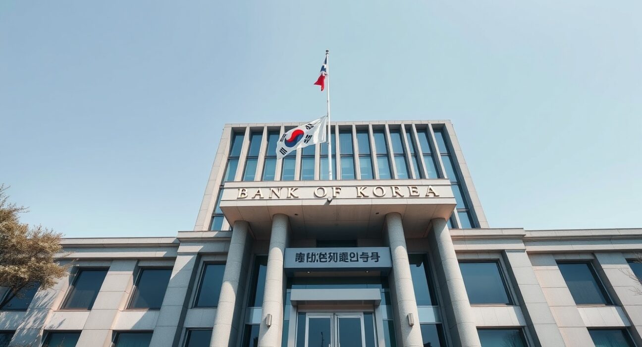 Bank of Korea headquarters in Seoul on a clear day