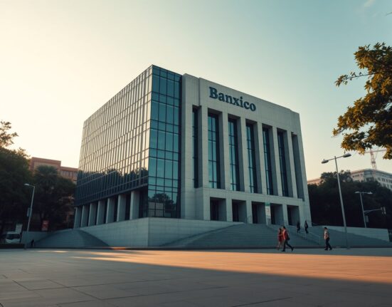 Bank of Mexico headquarters representing monetary policy decisions and potential rate cuts in 2025