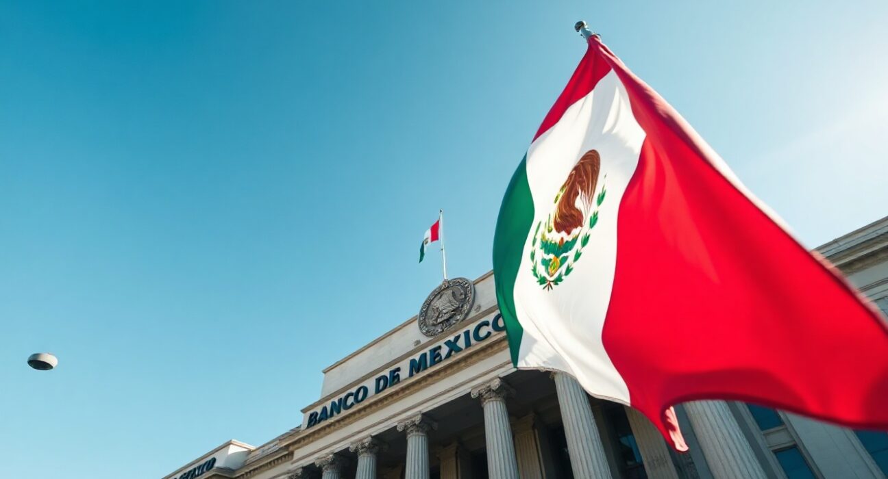 Banco de México headquarters in Mexico City, symbolizing monetary policy decisions.