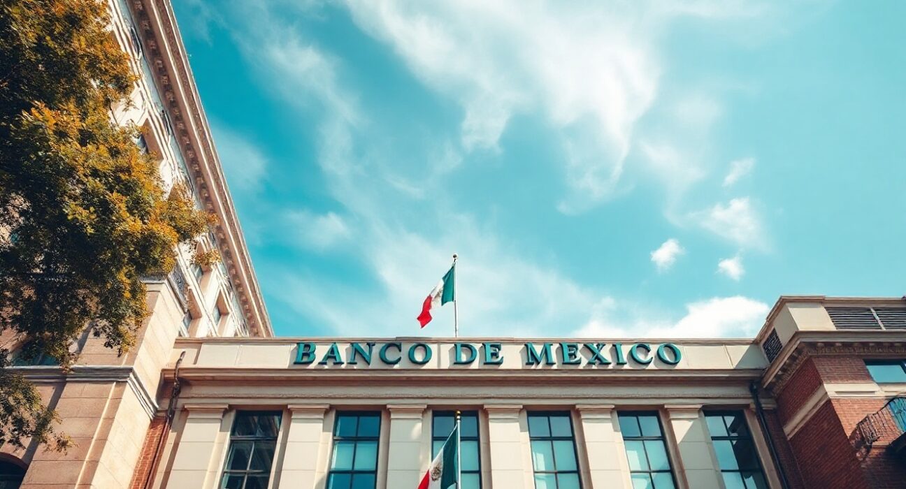 Exterior of the Banco de México headquarters in Mexico City.