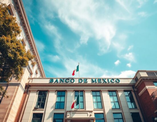 Exterior of the Banco de México headquarters in Mexico City.