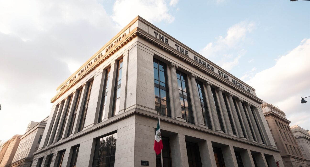 Banco de Mexico headquarters building in Mexico City on a clear day